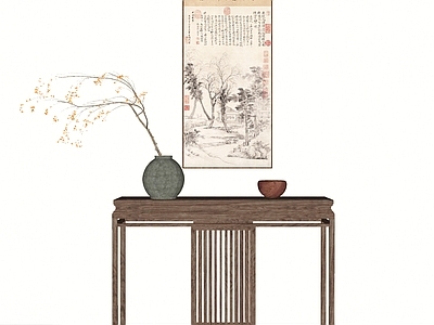 新中式条案 新中式 端景 挂画