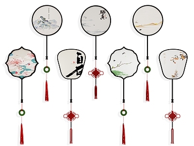 新中式中式挂件 扇子 折扇 宫廷扇 墙饰 装饰