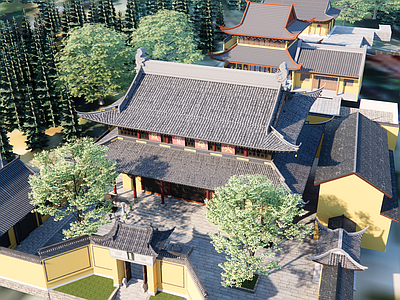 中式寺庙建筑 中国寺庙 大雄宝殿 寺院建筑 无锡惠山寺