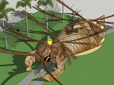 现代廊架 蚂蚁昆虫造型 文化长廊 木制竹编廊架 竹质 异形