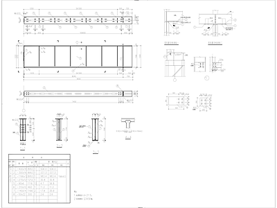 钢结构 工字钢 50T吊车 气楼详图 施工图