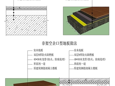 现代新中式地面节点 木地板地面做法 施工图