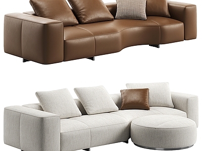 现代意式双人沙发 Minotti 现代双人 布艺 一字型 弧形