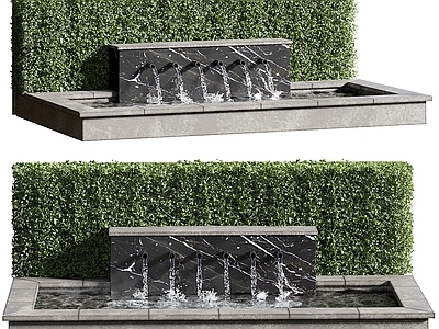 现代庭院小品 瀑布 流水