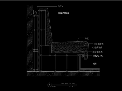 现代轻奢家具节点详图 卡座节点 凳节点 施工图