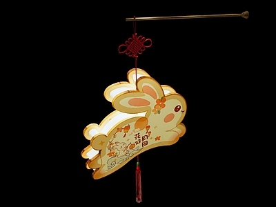 中式灯笼 中秋节花灯 兔子 中式手提 手提兔子花灯 节日氛围