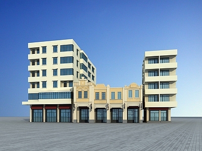现代欧式商业街 沿街建筑 沿街住宅