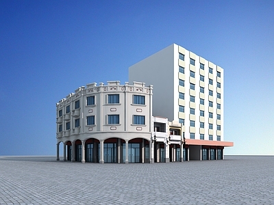 欧式现代商业街 沿街住宅 沿街建筑 现状
