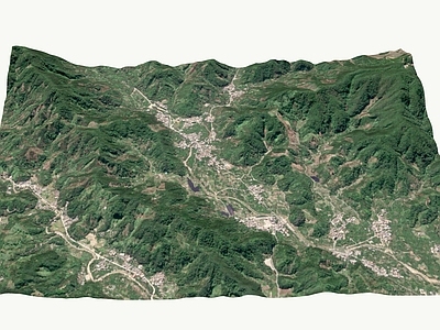 现代鸟瞰规划 真实体 三维地形 广州从化脉 等高线地形