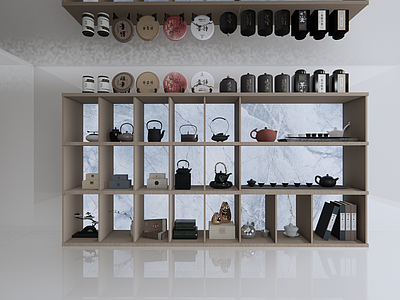茶具 茶叶 禅意背景柜