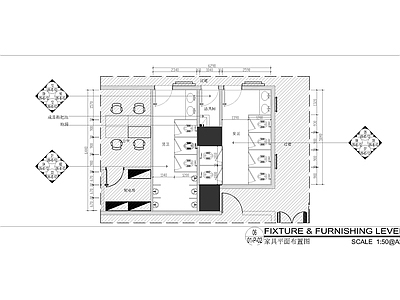 现代公共卫生间 商业洗手间区 施工图