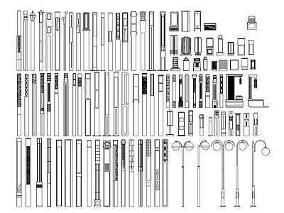 新中式灯具图库 新中式景观灯立面 施工图