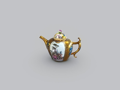 茶具 老旧金属造型茶壶