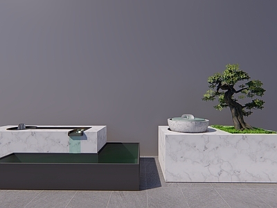 现代庭院小品 现代水景 水钵 叠水景观 景观小品