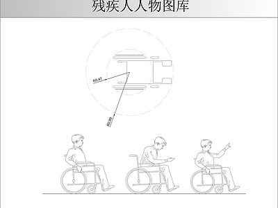 现代人物 残疾人图库 施工图