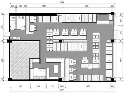 现代茶餐厅 香港茶餐厅 平面布置图 施工图