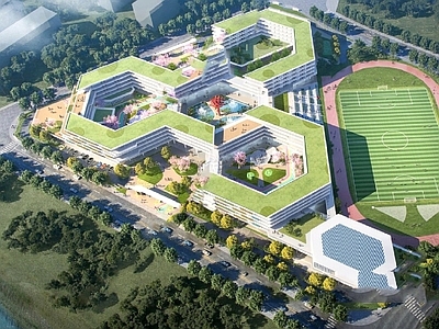 现代学校建筑 学校设计 校园 校园规划 运动操场 校园立面设计
