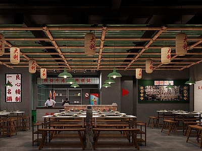 现代侘寂火锅店 火锅店 市井 市场