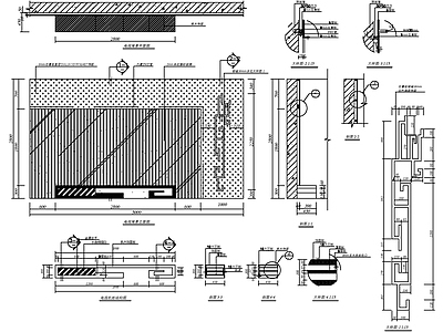 现代新中式客厅 现代电视详 别墅 挑空 小户型 施工图