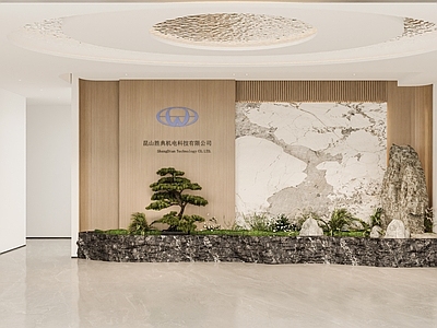 现代中式接待室 背景 水波纹