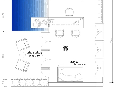 现代茶馆 茶室书画室 施工图