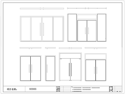 现代门 玻璃 双开 推拉 入户大 施工图