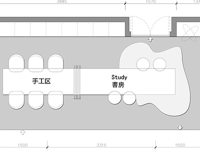 现代其他工装空间 手工区书画室 施工图 工装空间