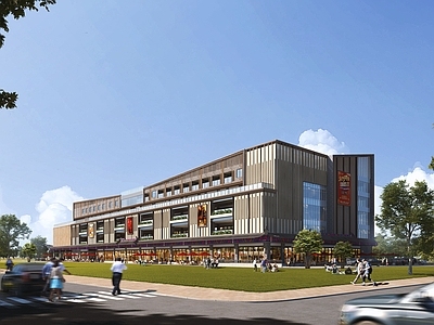 现代新中式商业街 农贸市场 建材市场 市场建筑 商业建筑
