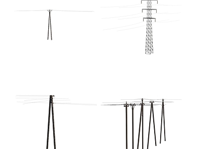 工业设备 老式电线杆 高压线 电线塔