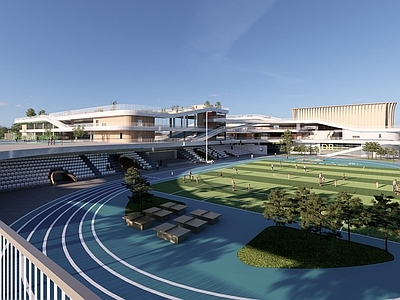 现代学校建筑 现代中小学 精细化场景 渲染参数 简约现代学校