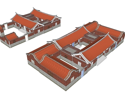 中式轻奢古建筑 传统古建筑闽南风 闽南民居