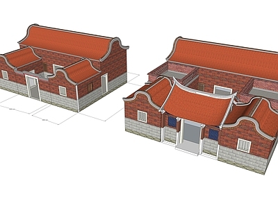 新中式中式古建筑 传统古建筑闽南风 闽南民居