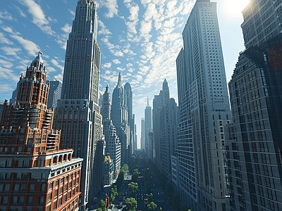 现代街道外景 街道 高楼