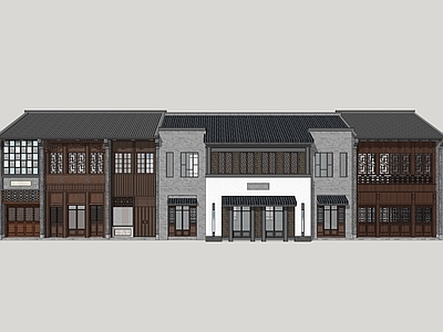 新中式其他商业建筑 商业建筑组合 民俗步行街 商业步行街