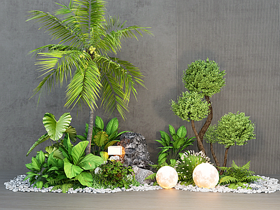 植物组合 现代庭院 小品 堆 花境