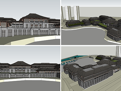 现代新中式酒店建筑 民国风 多层