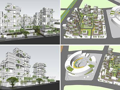 现代小区建筑 第四代住宅 生态住宅 绿化