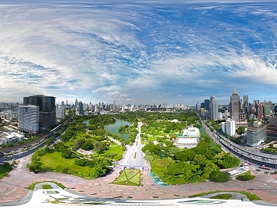 现代城市HDR 城市商务区公园 天空全景 城市全景