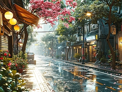 现代街道外景 街道外景 商业街外景