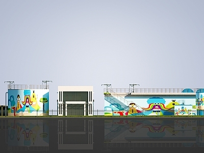 现代厂房 污水厂 创意污水厂 涂鸦污水厂 手绘污水厂