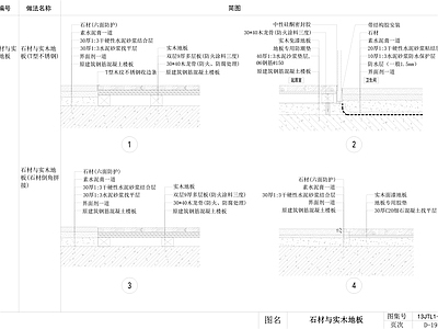 现代地面节点 石材与实木地板 施工图