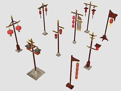 中式灯笼 灯笼 灯旗 乡村路灯 景观灯 景区路灯