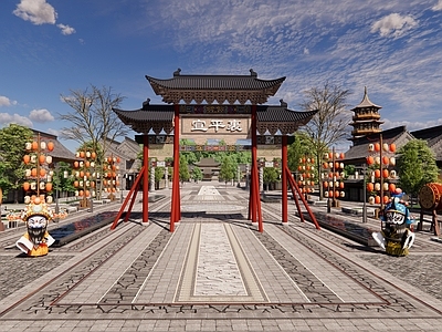 中式牌坊牌楼 中式牌坊牌楼 牌坊街广场大门 历史文化体验街区 古城古镇老街牌坊 文旅休闲街区