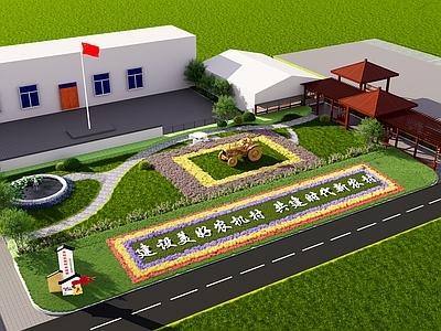 新中式广场景观 乡村广场 党建广场