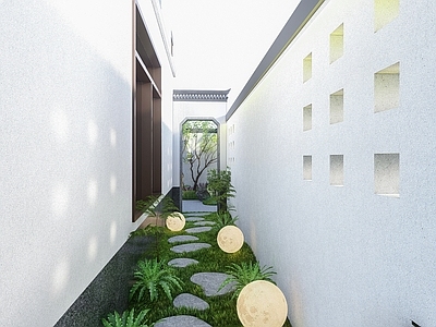 现代新中式庭院小品 民宿 庭院 侘寂