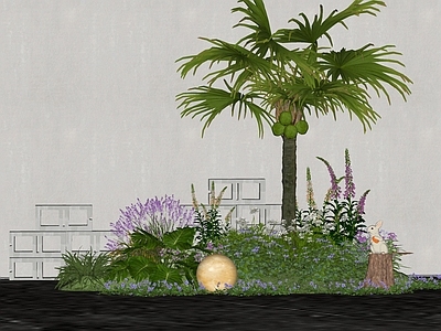 植物组合 现代庭院景观小品 棷树花镜 植物造景绿植堆