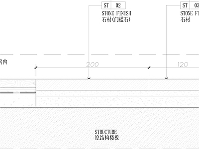 现代地面节点 石材 木地板 施工图