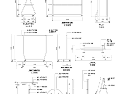 现代服装店 服装店道具详图 施工图