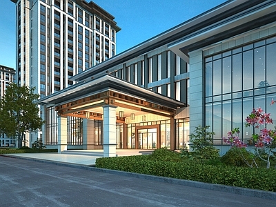 现代轻奢售楼处外观 售楼部建筑