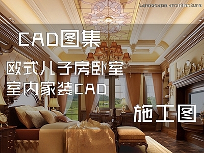欧式卧室 儿子房 家装 施工图
